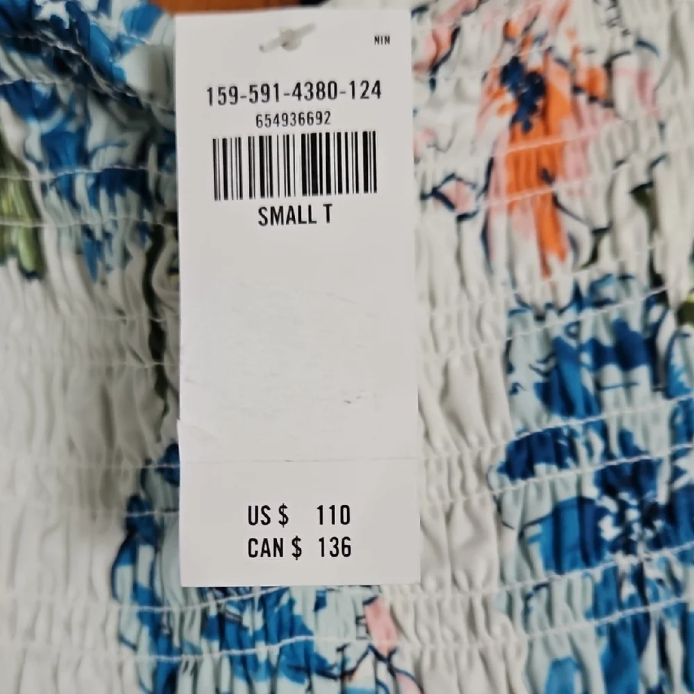 Abercrombie & Fitch Smocked Maxi Dress Blue and Pink